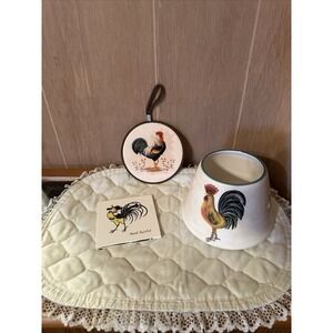 Lot Of Rooster Decor Rooster Tile Art, Hot Plate And Candle Cover